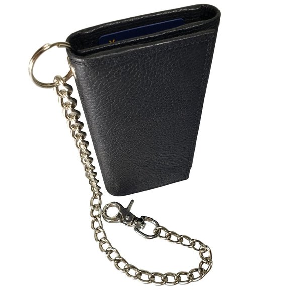 NEW Men's Black Leather Long Motorcylce Biker Chain RFID Wallet in BOX NEW - Picture 6 of 12